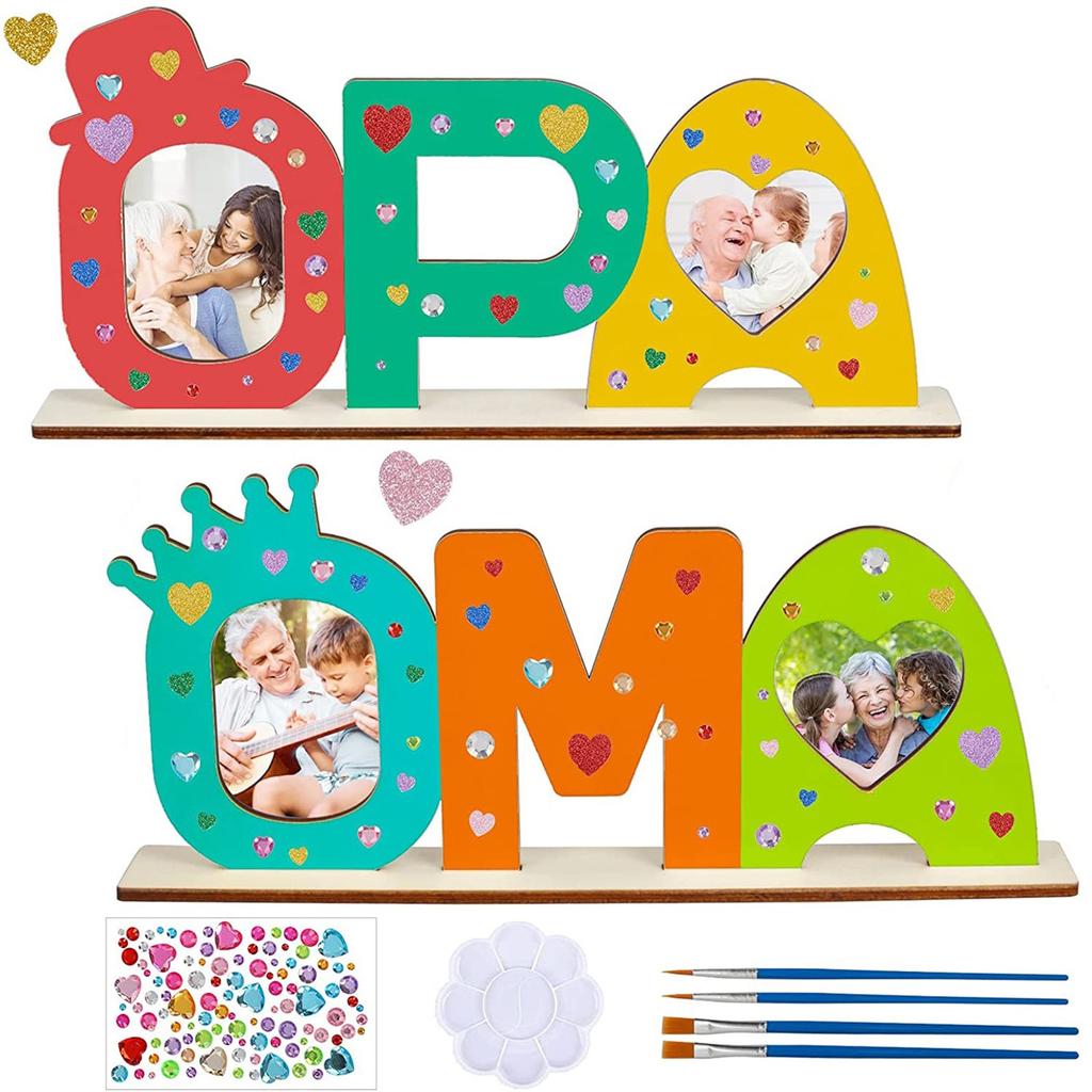 MAMA PAPA Bastelset Holz Bilderrahmen, Papa Mama Geburtstagsgeschenk Holznamen Bemalen Fotos Mutter Vater Geburtstag Vatertag Mutter