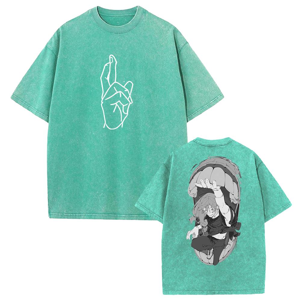 Горячее Аниме Jujutsu Kaisen Махито Принт Футболка Мужская Женская Футболки Короткий Рукав Хлопковая Одежда Ретро Выстиранная Футболка Харадзюку Топы