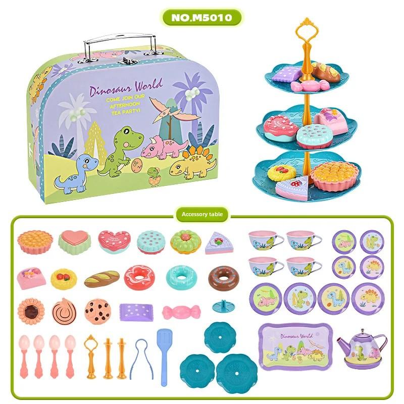 Dinosaur Childrens Play House Toys Pretend Play Afternoon Tea Plastic Unicorn Cup Dessert Cake Toy Collection