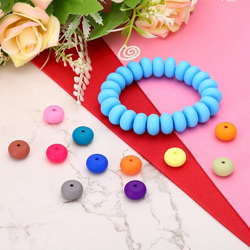 PATIKIL 14 мм силиконовые бусины набор из 50 штук силиконовые бусины оптом счеты разделительные бусины линзового типа фокусная ручка брелок браслет ожерелье изготовление ювелирных изделий коричневый