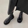 Мода Женские эластичные короткие сапоги на толстом каблуке Модные туфли с молнией сзади Осень-зима Платформа Плоские женские ботильоны