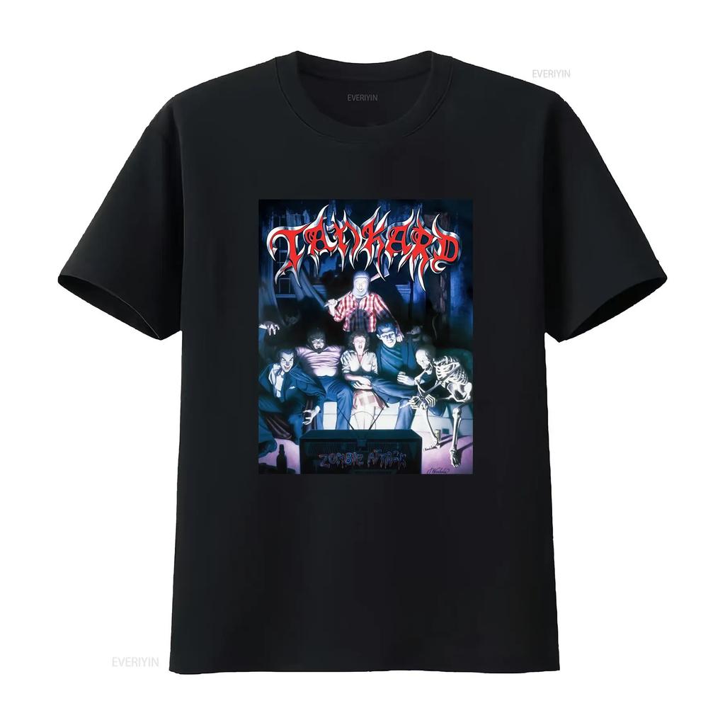 Tankard Zombie Attack T Shirt Retro Horror Band Design for Men Unique Rock Merch vintage Washed Casual Comfortable Stylish