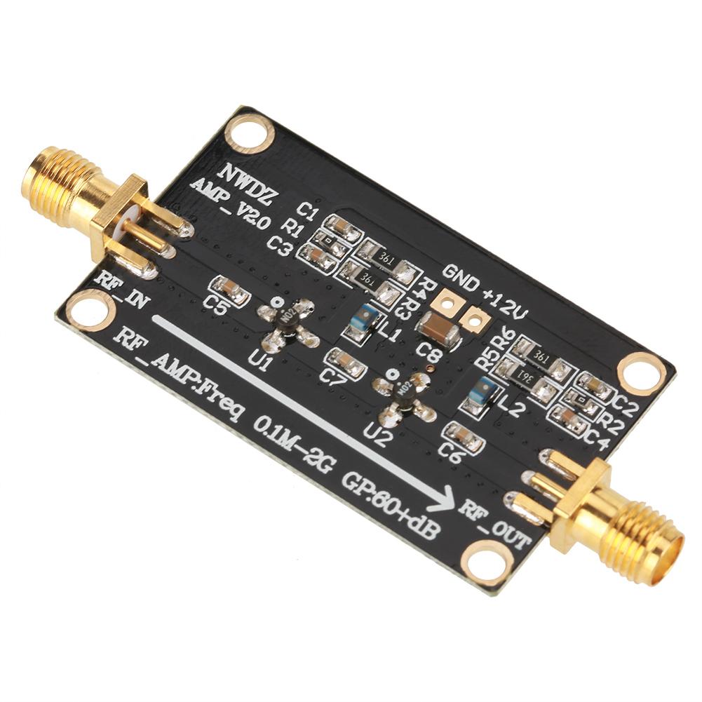 RF Wideband Amplifier LNA 0.1M-2G Gain 60dB Two stage Amplification