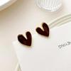 Серьги-гвоздики в форме винно-красного сердца, Нерегулярные корейские модные женские маленькие серьги с эмалью Sweet Love