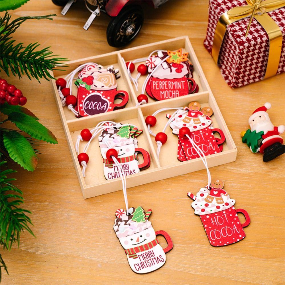 12 шт. рождественские подарки рождественские деревянные подвески деревянные веселые рождественские украшения рождество
