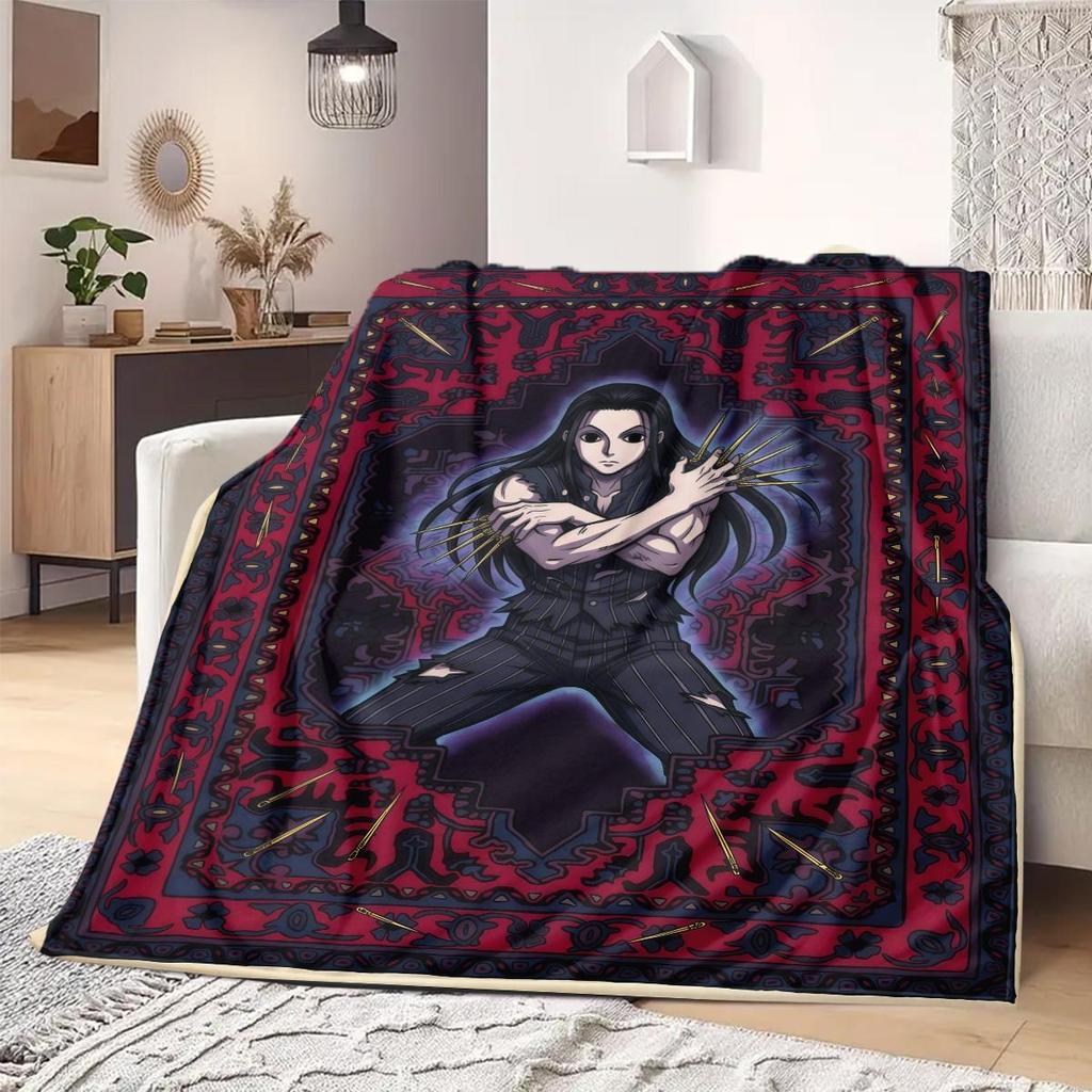 Hunter Anime Print Blanket Warm Comfortable Flannel Blanket Suitable for Bedrooms, Sofas, Beds, Chairs, Picnics, Travel