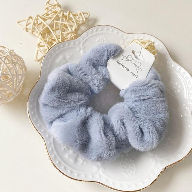 Зимние теплые мягкие резинки для волос для женщин и девочек, милая плюшевая эластичная лента для волос, разноцветная резинка-петля для волос, аксессуары для волос