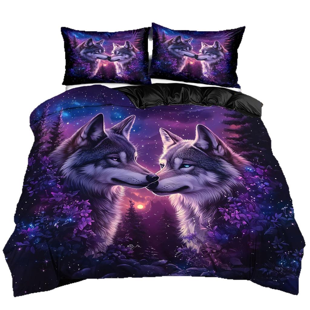 New Star Wolf Pack Digital Printing 3D Quilt Cover, Bedding Home Textile Three-Piece Set, Direct Sales