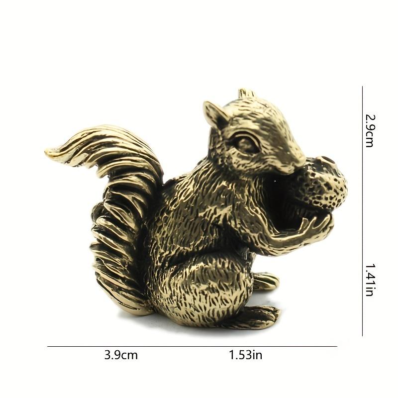 1pc Exquisite Antique Squirrel Figurine - Solid Copper Statue with Brass Accents, Nuts Tea Pet Incense Holder, Desk Decoration,