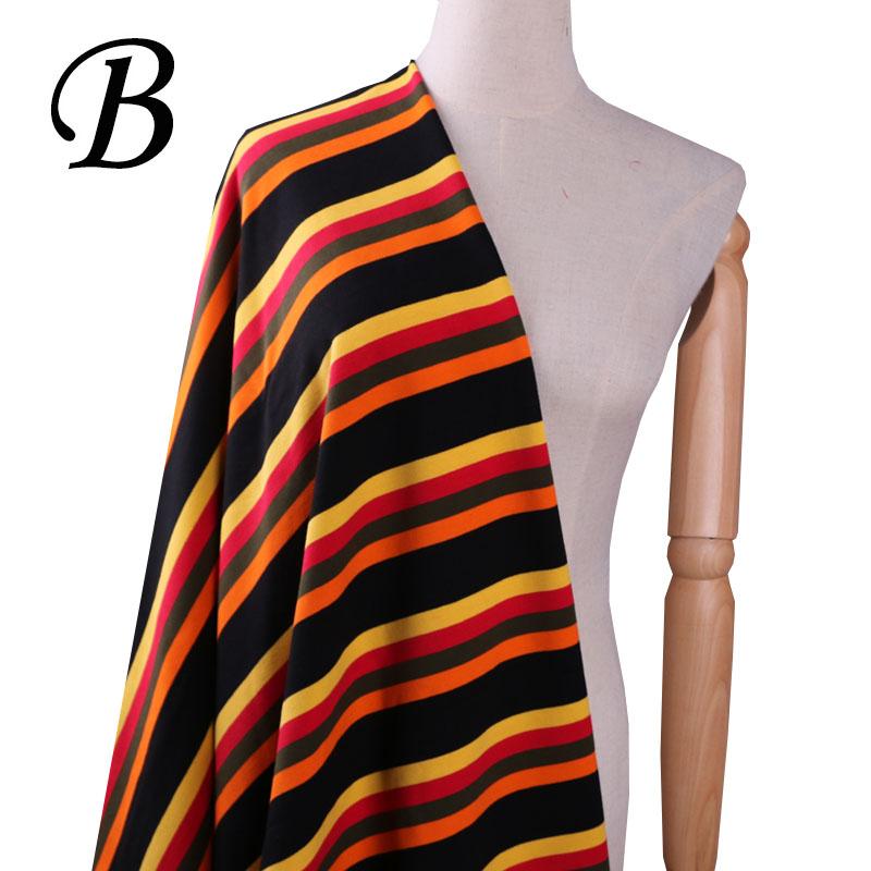 Радужная полосатая вязаная ткань на метраж для футболки, летней юбки, детской одежды, шитья кукол, хлопковая, тонкая, эластичная, мягкая ткань