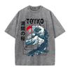 2026 Summer Men Japanese Trendy Graphic Print T Shirt 100 Percent Pure Cotton Loose Fit Soft Breathable All Match Daily Street H