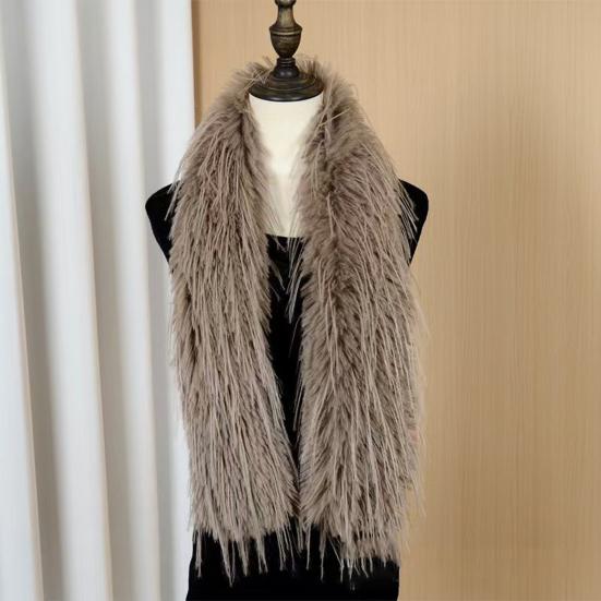 Women Scarf Solid Color Imitation Turkey Feathers Long Scarf Autumn Winter Warm Scarf Daily Party Street Wear