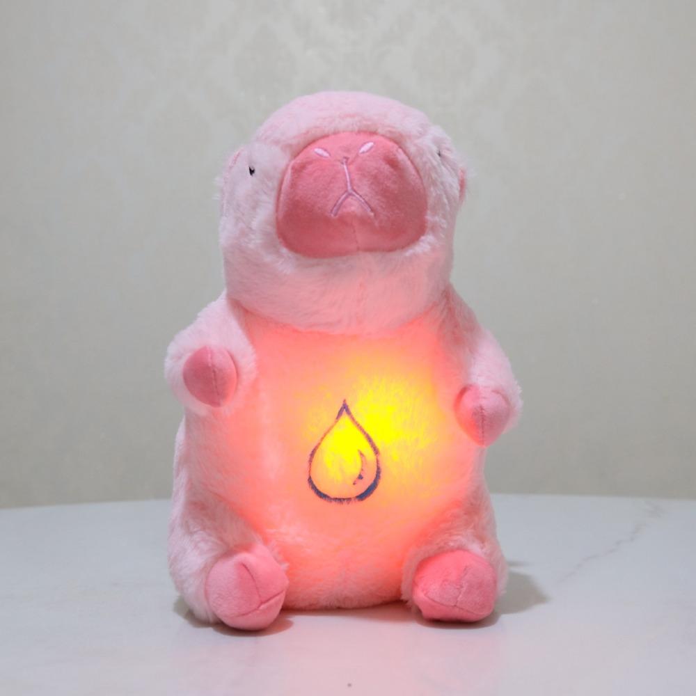 JOYBLISS Baby Breathing Capybara Soothing Plush Bear Doll with Music Lights Rhythmic Breathing Sleeping Companion Doll Baby Sleep Soother