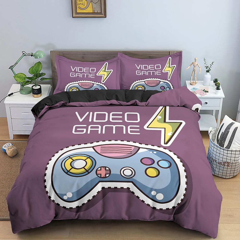 Teens Video Games Comforter Duvet Cover King Gamepad Controller Bedding Set Youth Game Bedding Set 2/3pcs Polyester Quilt Cover