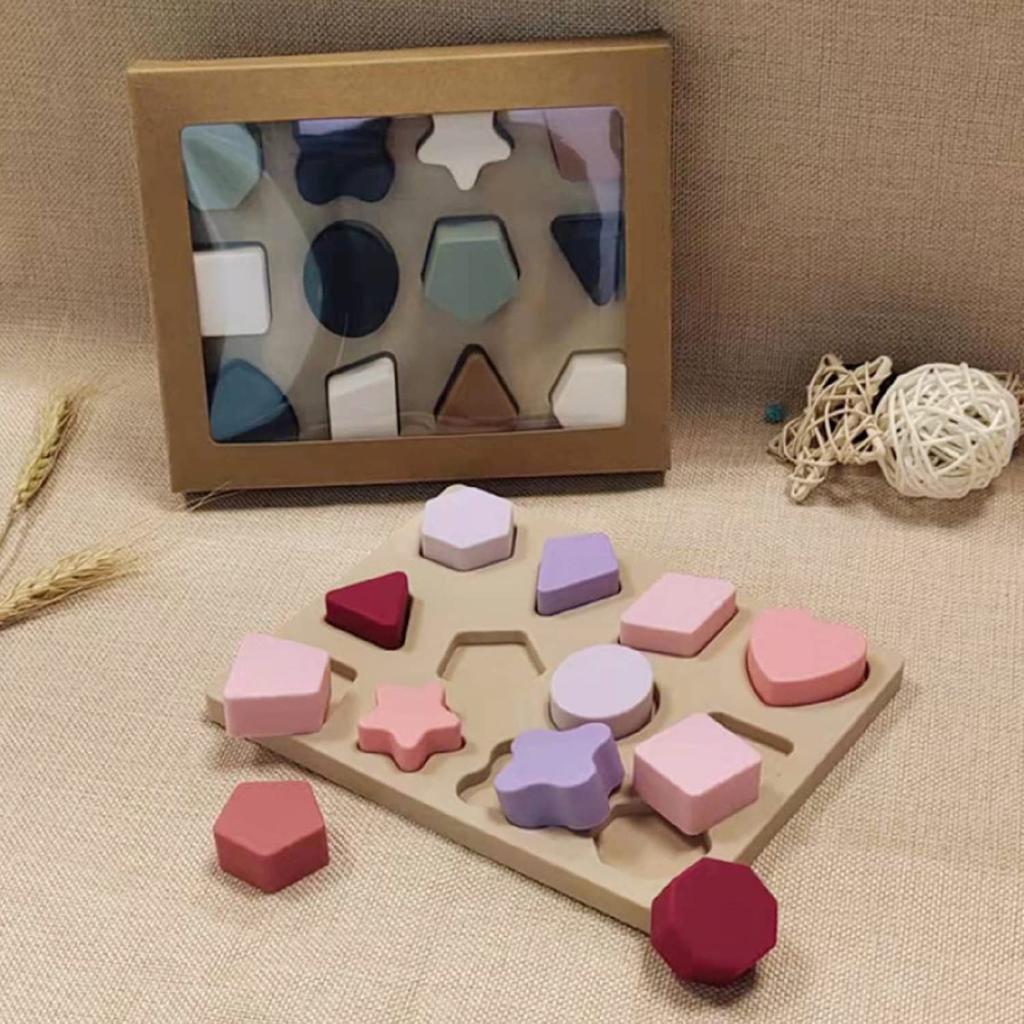 Silicone Stacking Toys Silicone Puzzle Board Shape Sorter Sensory Toys for Babies