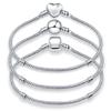 6 .69 -8 .26 ''Plated Silver Fashion Love Round Bead Snake Chain Bracelet Fit Original Diy Charms Bead Fine Jewelry Making