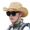 Мужские Женские Уличные Широкополые Соломенные Шляпы Панамы Ковбойские Западные Ковбойские Рыболовные Шляпы с Перовым Поясом Летние Пляжные