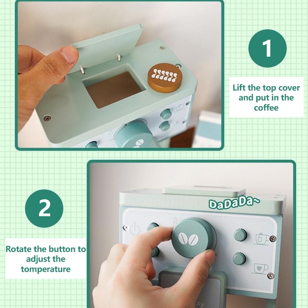 Имитация кофемашины и набор для приготовления печенья Игрушки из дерева для игры в домик, кухонные игрушки для веселья, детские ролевые игры