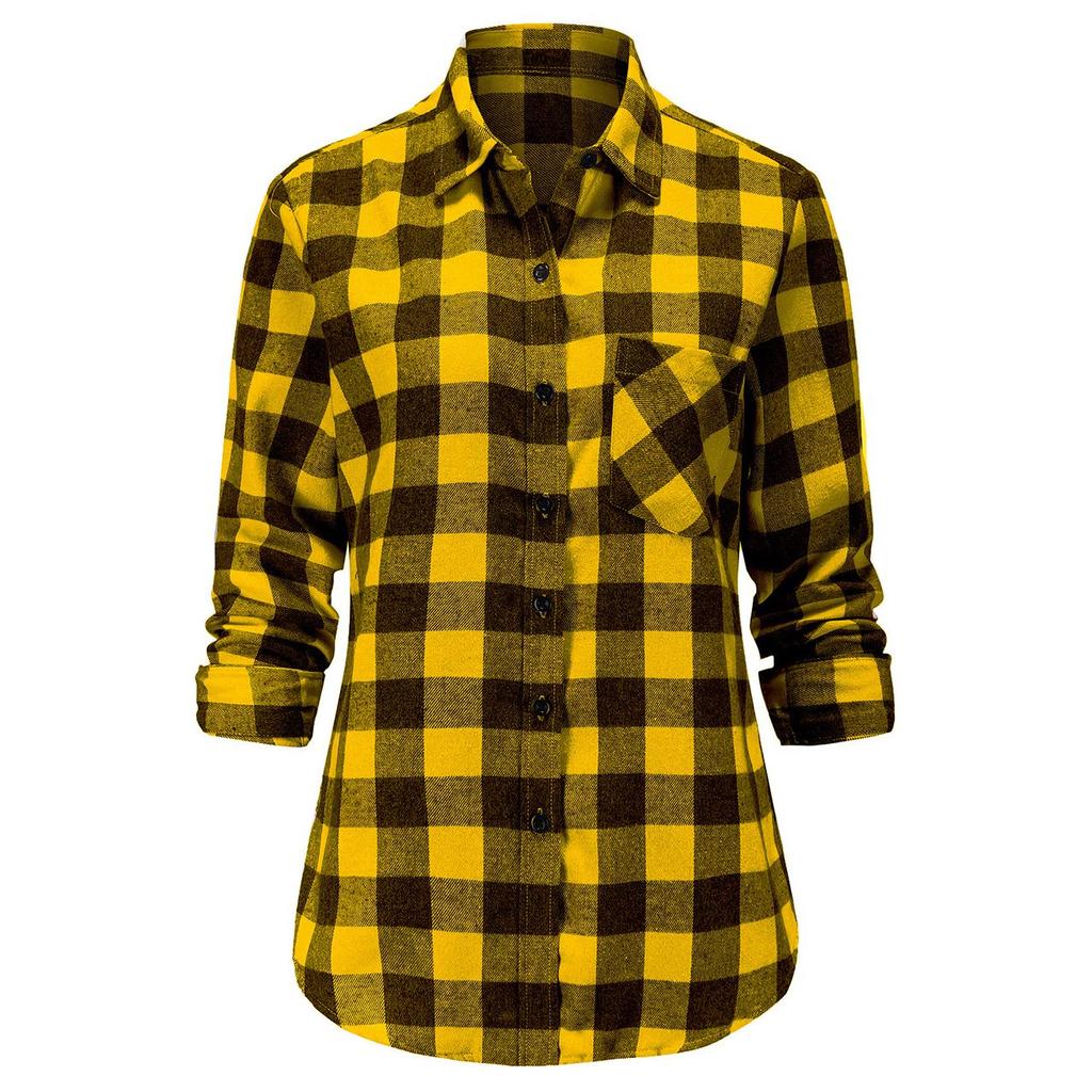 Dioufond Women Plaid Flannel Shirt Long Sleeve Flannel Plaid Tops
