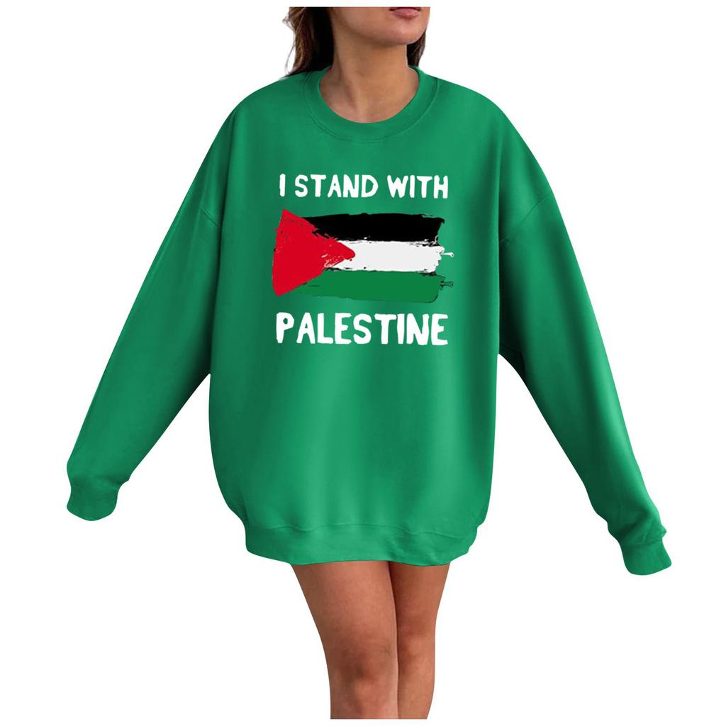 Женская мода Свободный повседневный пуловер с длинным рукавом с принтом Толстовка Топ