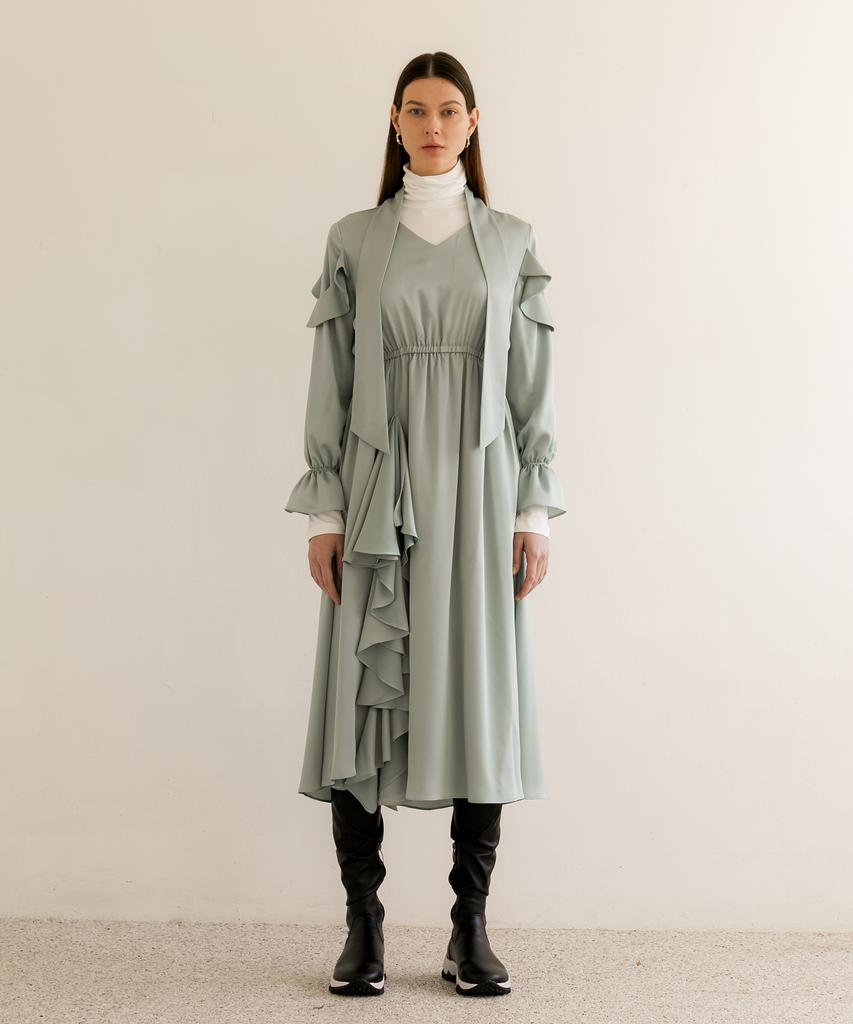 Modern Able Ruffle Point Maxi Dress - Green