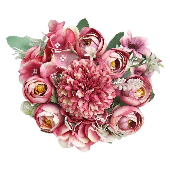 Искусственный цветок с зелеными листьями Реалистичный искусственный шелковый цветок Свадебная вечеринка Домашний офисный стол