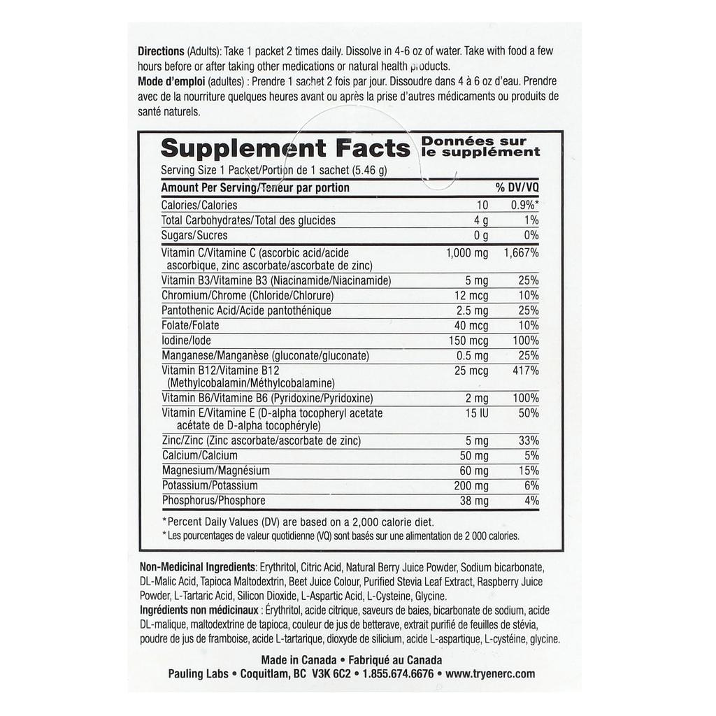 Ener-C, Vitamin C, Multivitamin Drink Mix, Sugar Free, Mixed Berry Flavor, 1,000Mg, 30 Packets, 5.46G (0.2Oz) Each