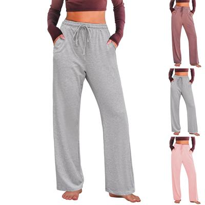 Женские зимние спортивные штаны, однотонные повседневные брюки, женские флисовые спортивные штаны, широкие прямые брюки