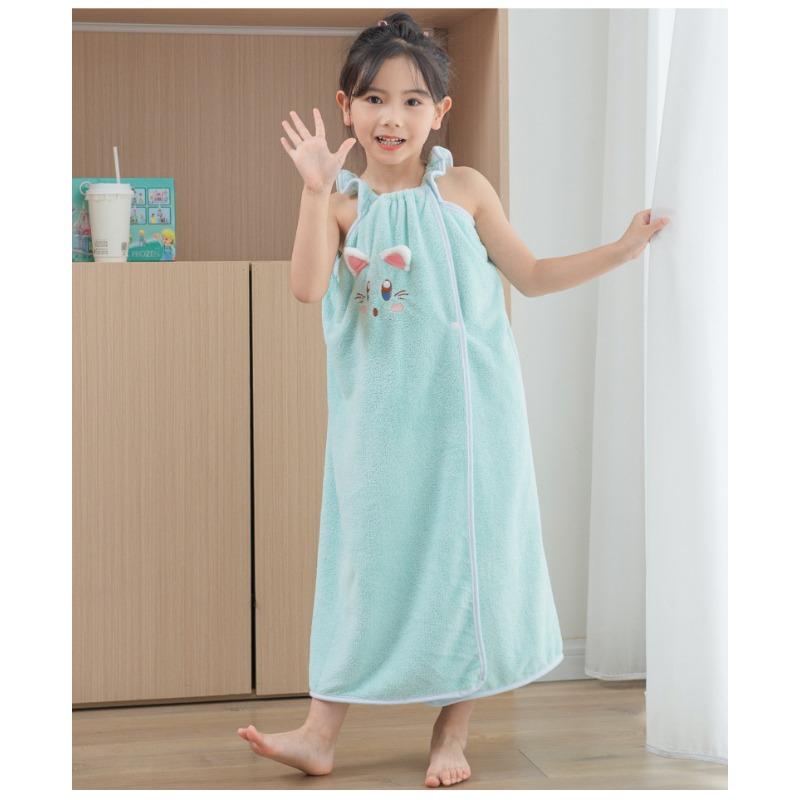 Новое детское носимое банное полотенце, юбка для душа на подтяжках, впитывающая флисовая юбка для душа из кораллового флиса, которая не легко линяет