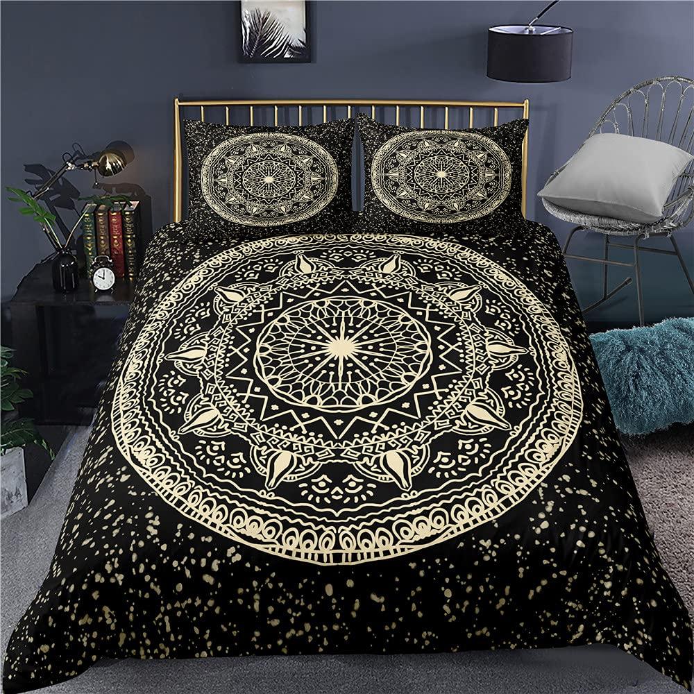 Комплект постельного белья Hamsa Hand Boho Mandala, пододеяльник, комплект постельного белья Black Gold Bohemia, комплект постельного белья Fatima Hand, пододеяльник Lucky Hand