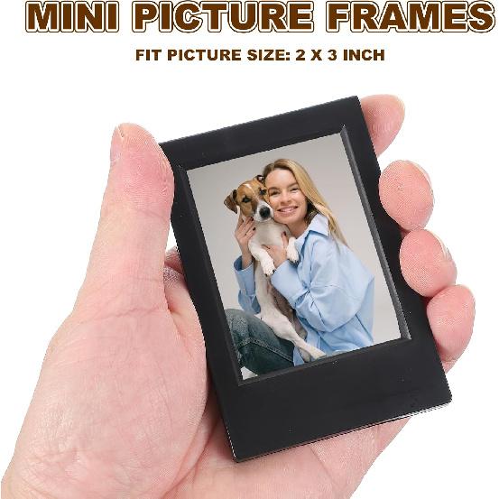 uxcell 8pcs Mini Picture Frames, 2.4 x 3.6 Inch Rectangular Film Photo Frame, Small tant Film Photo Frame Holder for Tabletop Picture Display, Black