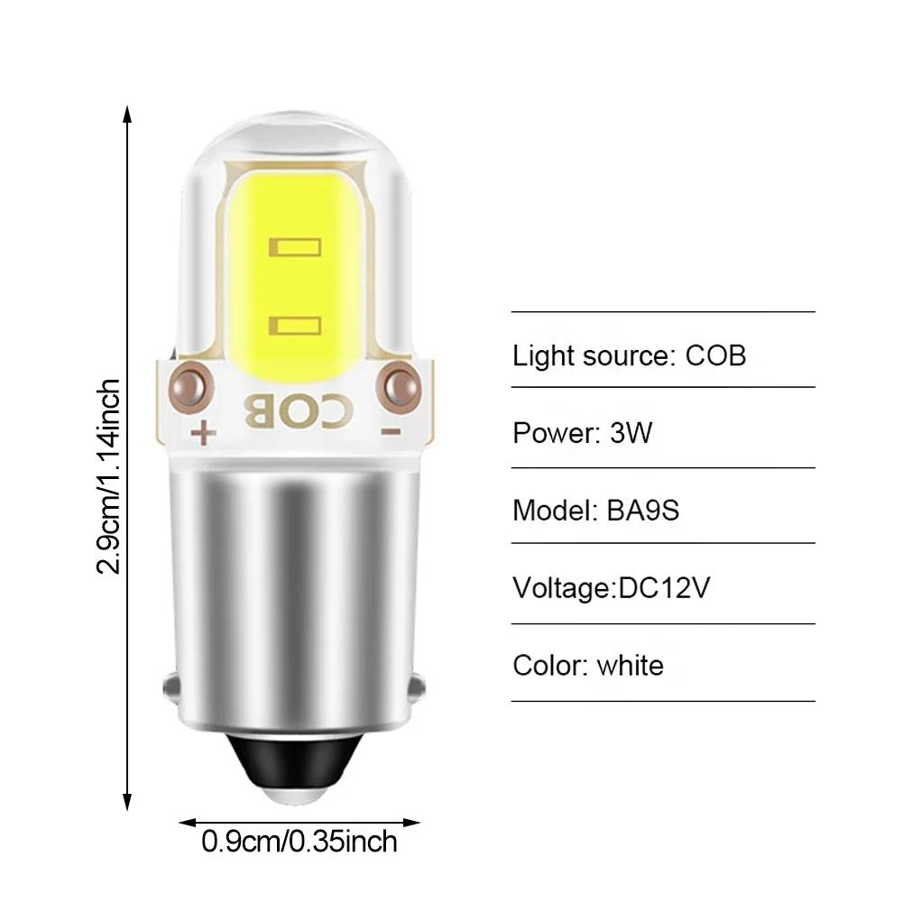 2/10 ШТ. 2 COB Светодиодная Лампа BA9S LED T4W H6W LED CANBUS Автомобильный Салонный Фонарь Номерного Знака Маркер Читающий Авто Лямпа Белый 6000K 12V