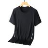 Plus Size Men's Casual Round Neck Short Sleeved T-shirt with Added Fat Summer Cool Feeling Loose Fitting Ice Silk Mesh Half Sleeve