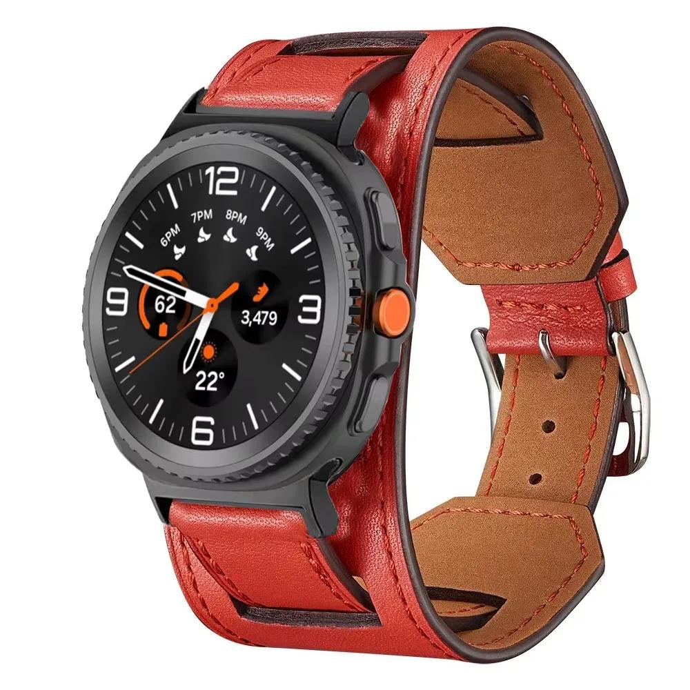 Кожаный ремешок для Samsung Galaxy Watch 8 Ultra 47 мм Премиальный Удобный Браслет Ремешок для часов Galaxy Watch 8 40/44 мм 8 Classic 46 мм