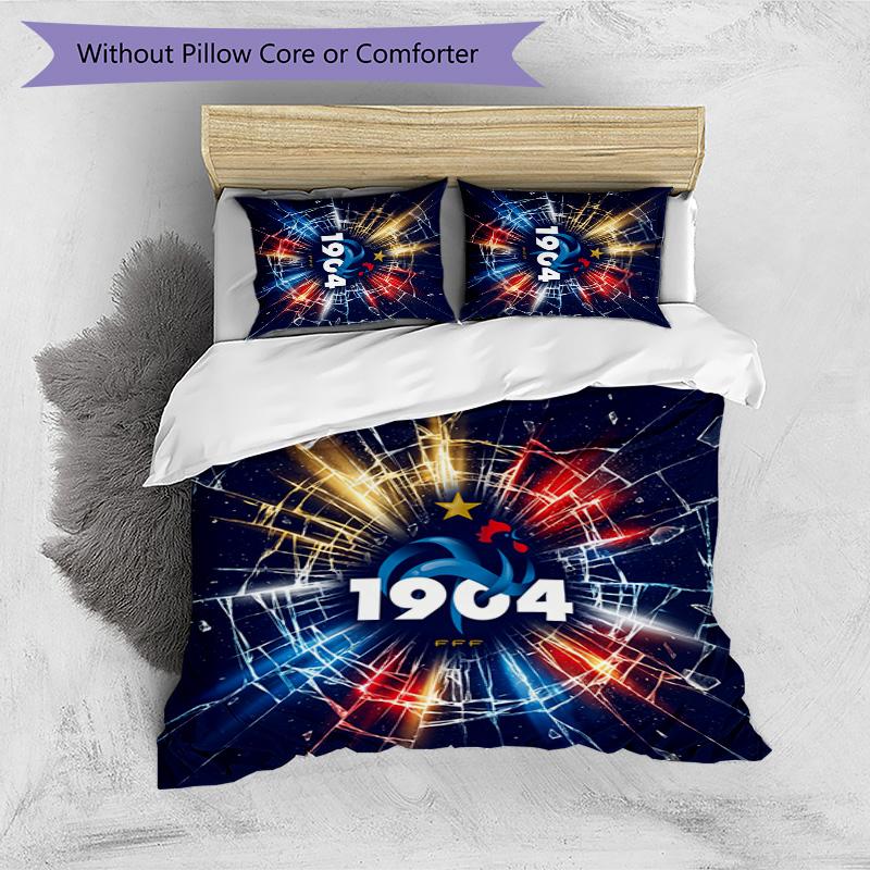 France Football Printed Bedding 3 Piece Set Cozy Breathable Bed Cover Set as Housewarming Holiday Gift