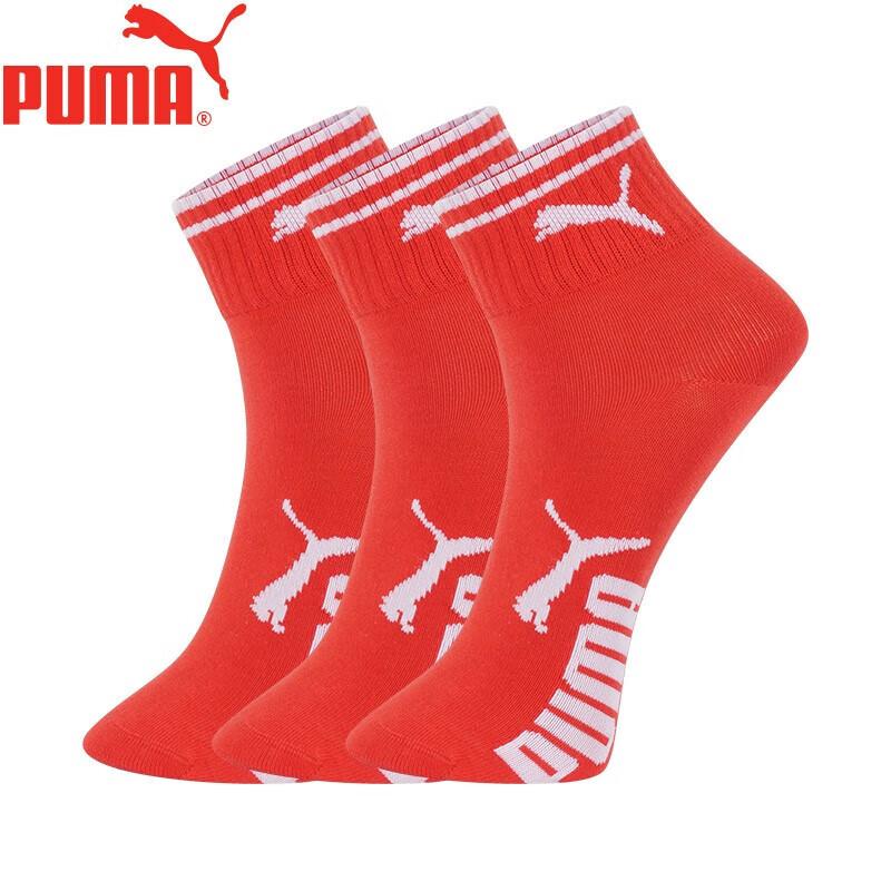 Puma Носки для женщин, Новый год, Год Дракона Qiji Красный Универсальный Красный Удачи Модные Ярко-Красные Носки до середины икры, Набор из 3 пар