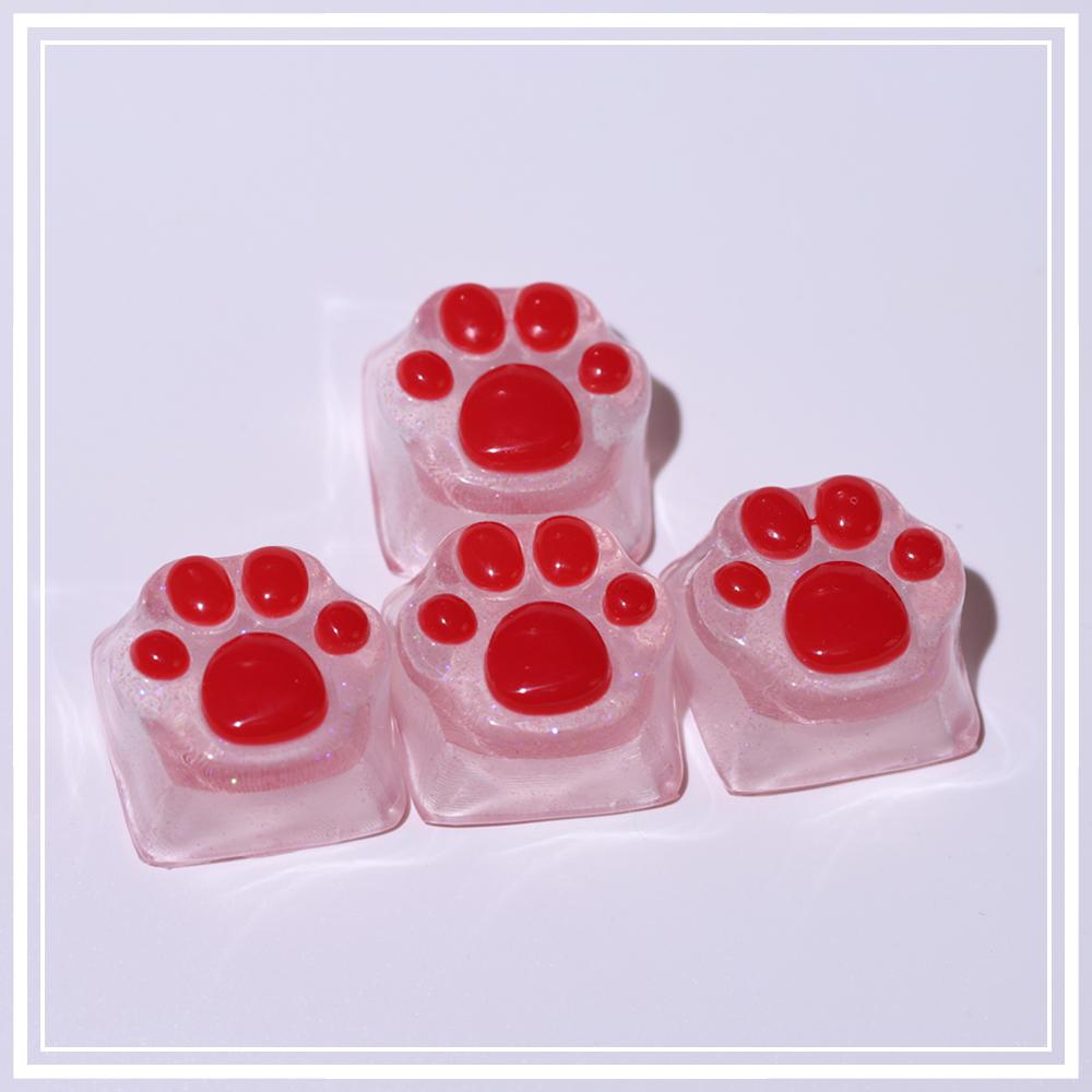 Симпатичный полупрозрачный фиолетовый колпачок для клавиш Cat Paw для механических клавиатур, RGB-подсветка, настраиваемые клавиши ESC/WASD, розовый и голубой