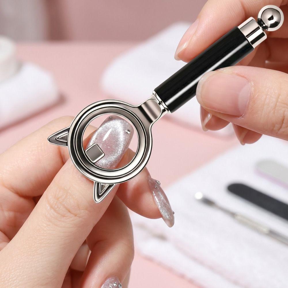 Non-slip Handle Magnetic Nail Art Tool Circular Ring Hollow Cat Eye Magnet Beginner Friendly