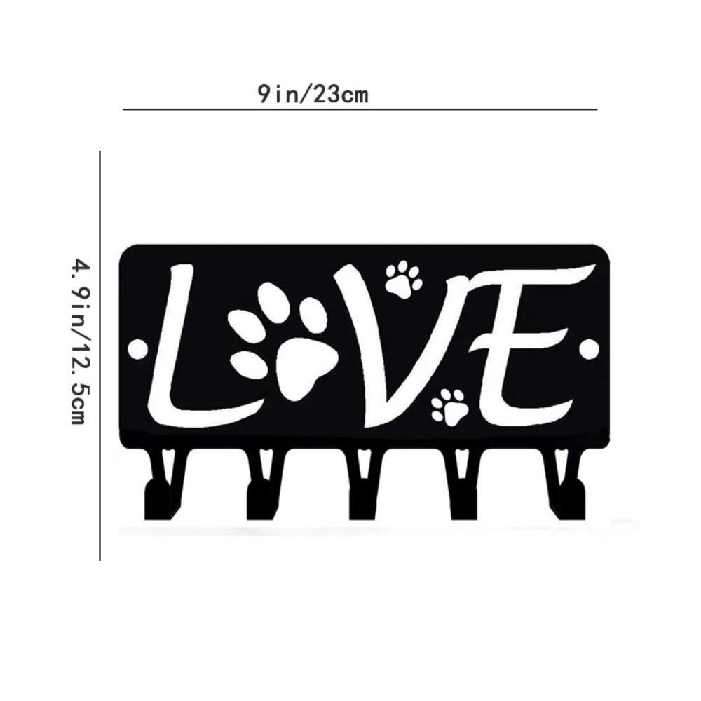 Вешалка для собачьих лап и органайзер для поводков для собак Love with Dog Paw Rack, настенное искусство, настенные крючки, декоративное железное искусство для любителей домашних животных