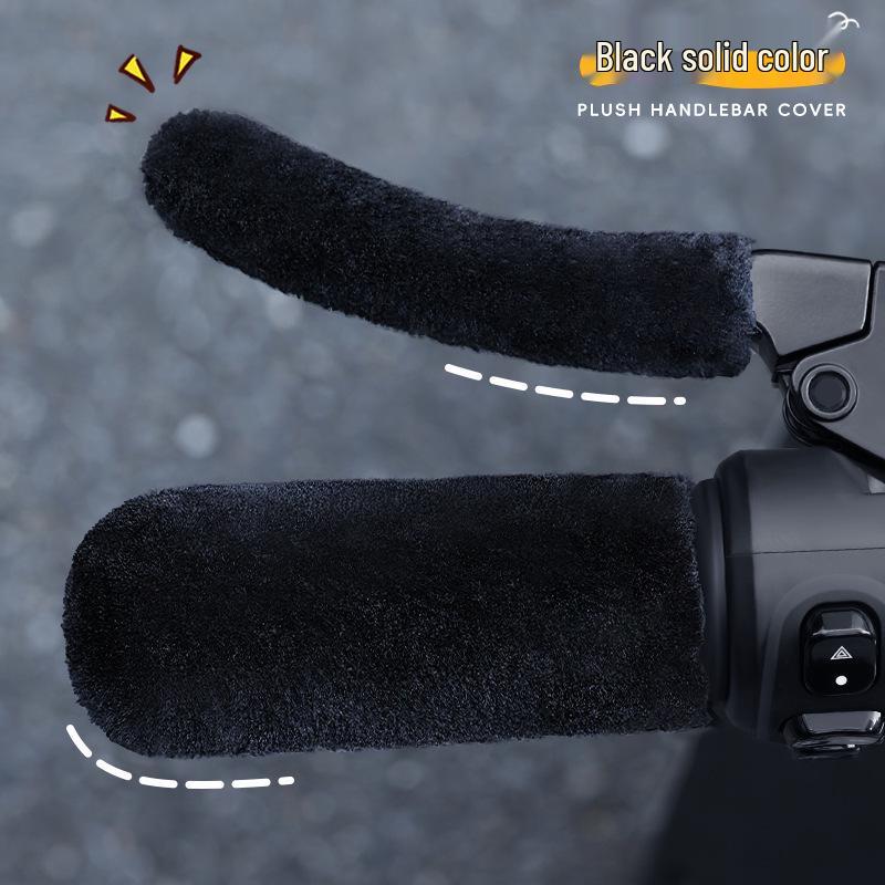 New Electric Vehicle & Motorcycle Handlebar Warmers - Winter Plush, Thick, Cold-Proof