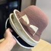 Новая женская осенне-зимняя рыбацкая шапка в корейском стиле, двухцветная, с бантом, элегантная и теплая вязаная шапка для среднего и пожилого возраста, модная