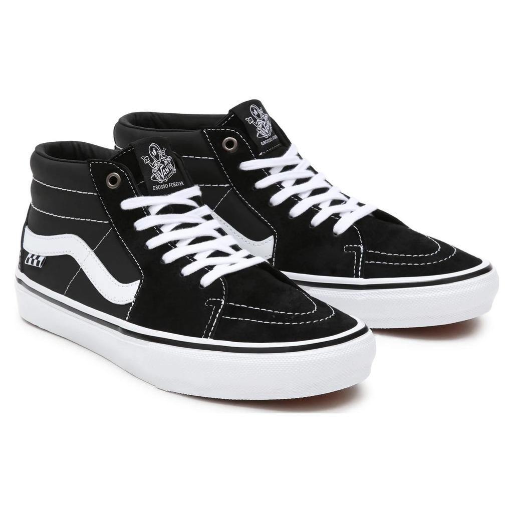Vans Skate Grosso Mid Черные кроссовки унисекс Белая кожа эмо VN0A5FCG625