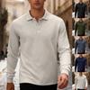 Новая мужская повседневная футболка-поло однотонная свободного кроя с длинным рукавом, воротником на пуговицах, жаккардовой текстурой, толстовка