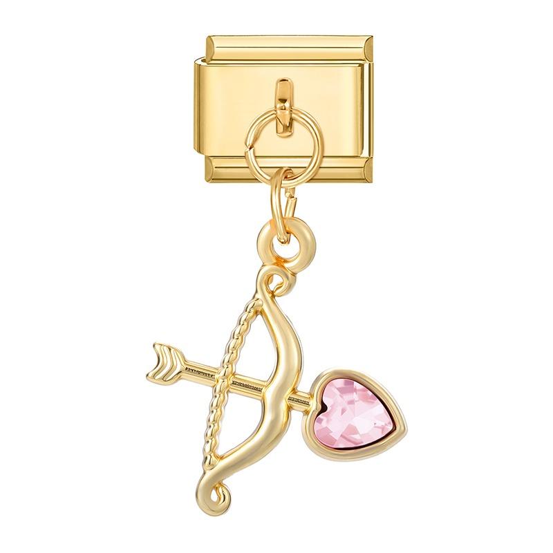 New Y2K Gold Color Butterfly Moon Bow Shell Star Pearl Pendant Italian Charm Link Fit 9mm Stainless Steel Bracelet DIY Making