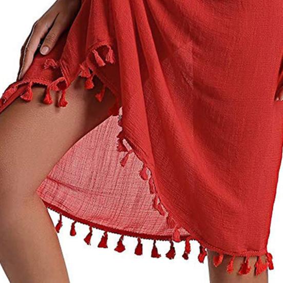 Bikini Cover Up Leopard Tassels Ladies Semi-Sheer Vintage Cover Up Skirt for Vacation