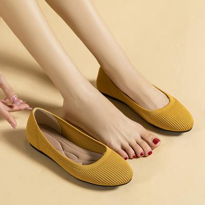 Модные весенние и осенние модные туфли для отдыха на плоской подошве с круглым носком, вязаные удобные эксклюзивные туфли, женские туфли-лодочки для офиса