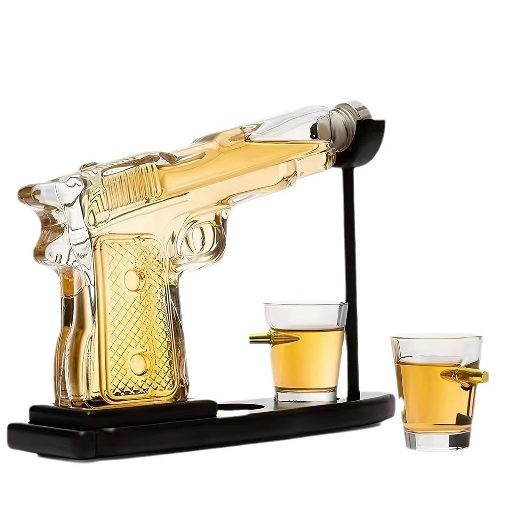 1 Set, Men'S Whiskey Awakener Set, With Two 1.7oz Glass Cups, Creative Ornament, Innovative Pouring Device, Unique Birthday Gift