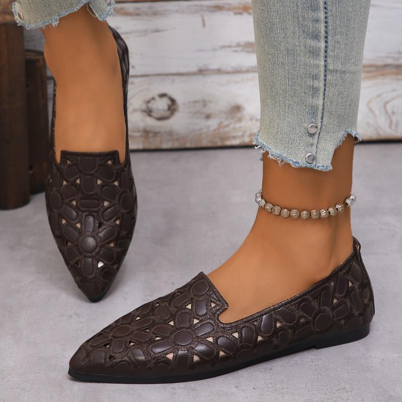 Женские однобортные туфли с острым носком и плоским дном, дышащие, с неглубоким носком