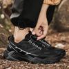 Мужские дышащие черные дорожные туфли на пуговицах, платформа, нескользящие и износостойкие походные туфли, модные студенческие кроссовки для бега