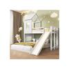 Lit superposé - MUVOE - 140x200cm et 90x200cm - avec toboggan - en pin blanc - sécurisé et amusant